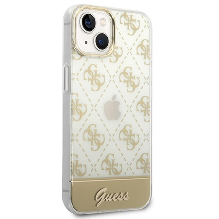 Guess 4G Stripe Script Logo Electroplated Pattern - iPhone 14 Case (Gold)