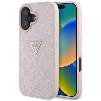 Pouzdro Guess Hot Stamp 4G Pattern Triangle Metal Logo - iPhone 16 (růžové)