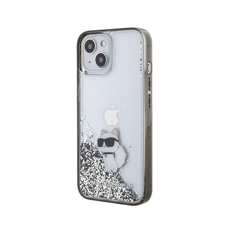 Karl Lagerfeld Liquid Glitter Choupette - iPhone 15 Tasche (Transparent)