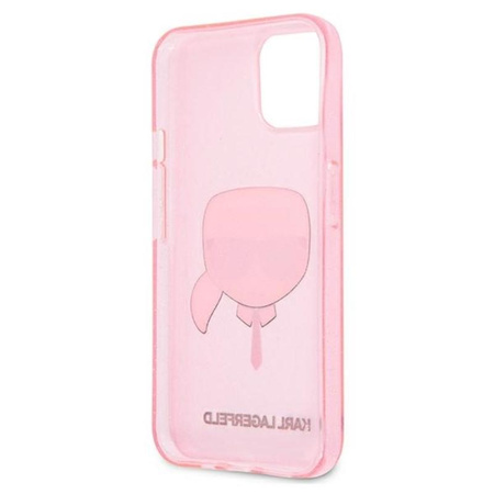 Karl Lagerfeld Karl's Head Glitter - iPhone 13 Mini Tasche (rosa)