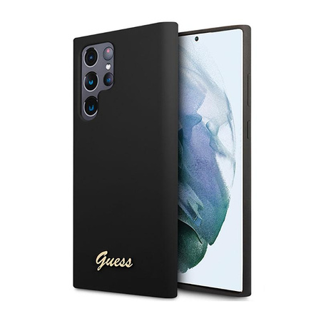 Guess Szilikon Script Metal Logo - Samsung Galaxy S23 Ultra tok (fekete)
