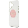 Guess IML Metallfarbener Kreis Klassisches Logo MagSafe - Hülle für iPhone 16 (rosa)