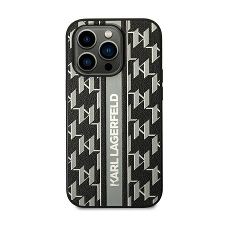Karl Lagerfeld Monogram Stripe - iPhone 14 Pro Max Tasche (grau)