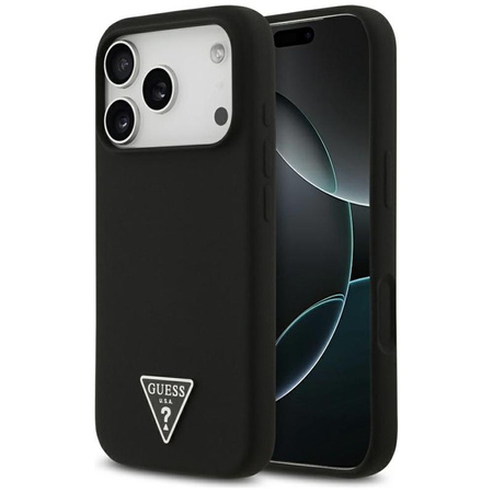 ETUI DO IPHONE 17 PRO do MAGSAFE GUESS CZARNE SILIKONOWE Z MIKROFIBRĄ CASE