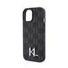 Karl Lagerfeld Leather Monogram Hot Stamp Metal Logo - Case for iPhone 15 (black)