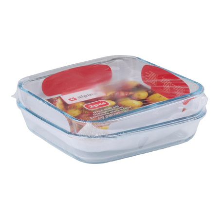 Żaroodporne Naczynia Prostokątne Szklane do Piekarnika Zapiekania Alpina 2x