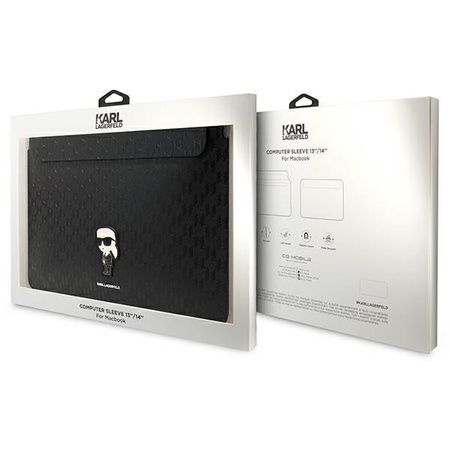 Karl Lagerfeld NFT Saffiano Monogram Ikonik Karl Sleeve – 14" Notebooktasche (Schwarz)