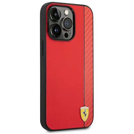 Ferrari Carbon - pouzdro pro iPhone 14 Pro (červené)