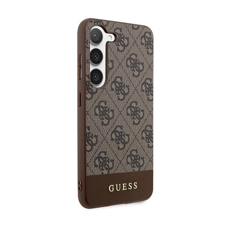 Guess 4G Bottom Stripe Metal Logo Collection - Étui pour Samsung Galaxy S24 (marron)