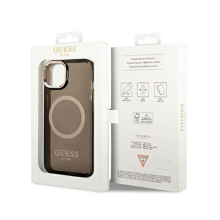 Guess Gold Outline áttetsző MagSafe - iPhone 14 tok (fekete)