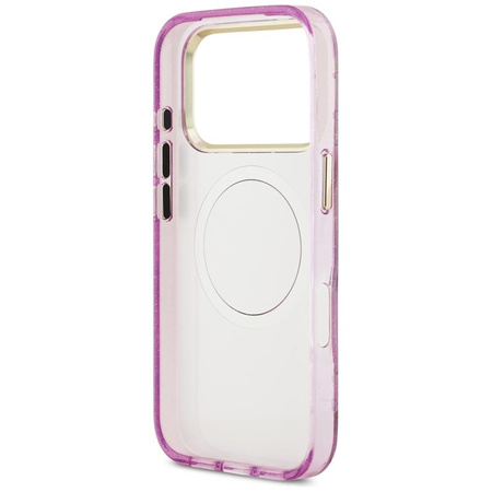 Guess IML Glitter Flowers Triangle MagSafe - Case iPhone 17 Pro (purple)