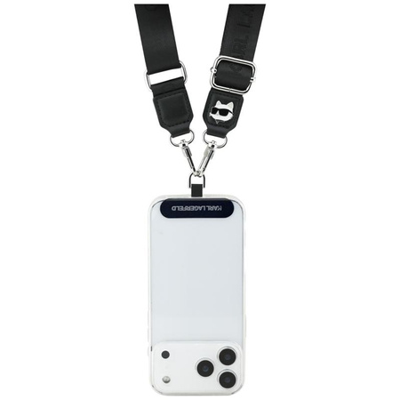 SMYCZ DO TELEFONU KARL LAGERFELD NYLONOWY PASEK NA RAMIĘ CZARNY 150CM