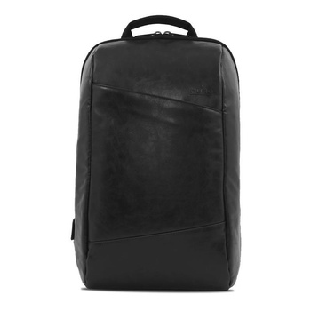 PURO Byday Classic - Sac à dos en cuir écologique avec port USB externe pour ordinateur portable 15,6" / tablette (noir)
