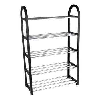 Alpina - Shoe Rack / Shelf / Stand 5-Tier 50x20x77 cm (Silver / Black)