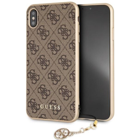 Guess 4G Charms Collection - iPhone Xs Max case with pendant (brown)