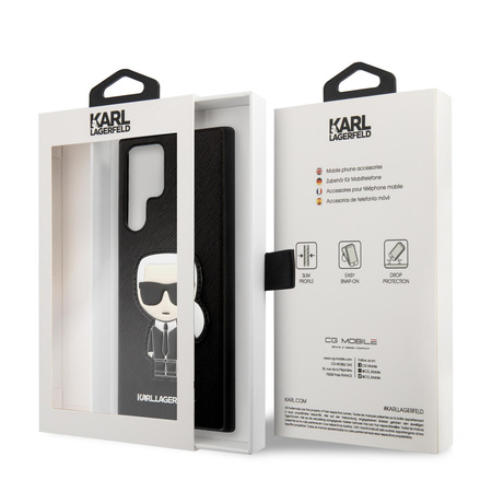 Karl Lagerfeld Saffiano Ikonik Patch - Samsung Galaxy S22 Ultra tok (fekete)