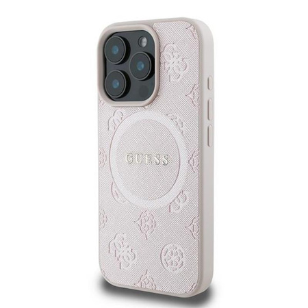 Guess Saffiano Peony Classic Logo MagSafe - iPhone 16 Pro Case (pink)