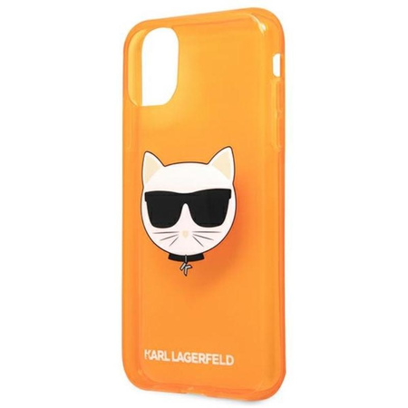 Karl Lagerfeld Choupette Head - pouzdro pro iPhone 11 (fluo oranžová)
