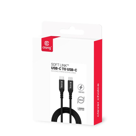 Crong Soft Link - 100W PD 5A USB-C-zu-USB-C-Kabel 25 cm (schwarz)