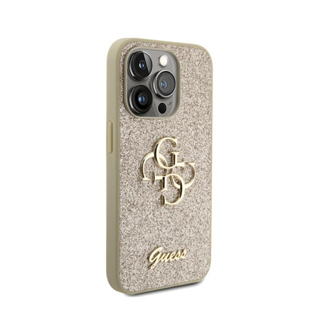 Guess Glitter Script Big 4G - iPhone 15 Pro Tasche (Gold)