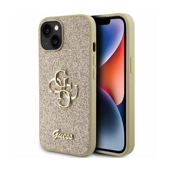 Guess Glitter Script Big 4G - iPhone 15 Plus Case (Gold)