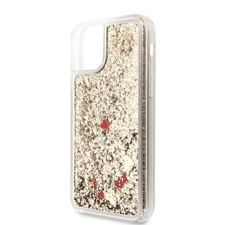 Guess Liquid Glitter Hearts - iPhone 11 Pro Case (Gold/Red)