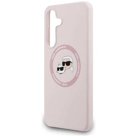 Karl Lagerfeld Silikon Karl & Choupette Heads MagSafe – Hülle Samsung Galaxy S25 FE (rosa)
