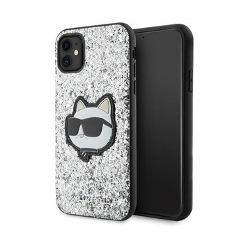 Karl Lagerfeld NFT Glitter Choupette Patch - iPhone 11 Hülle (Silber)