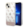 Guess 4G Stripe Script Logo Electroplated Pattern - Coque pour iPhone 14 (rose)
