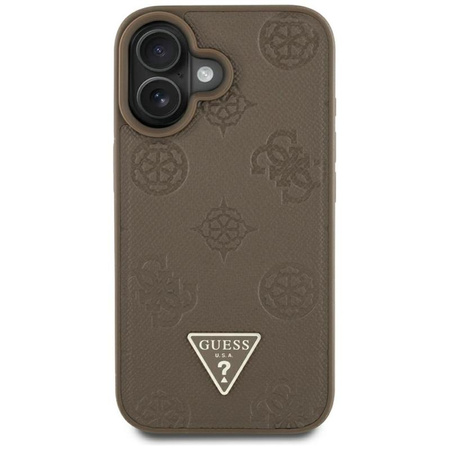 Guess genarbte Heißprägung Pfingstrose Dreieck Logo MagSafe - iPhone 16 Tasche (braun)