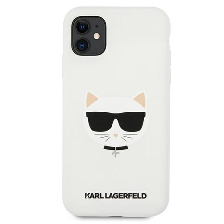 Karl Lagerfeld Choupette Head Silicone - pouzdro pro iPhone 11 (bílé)