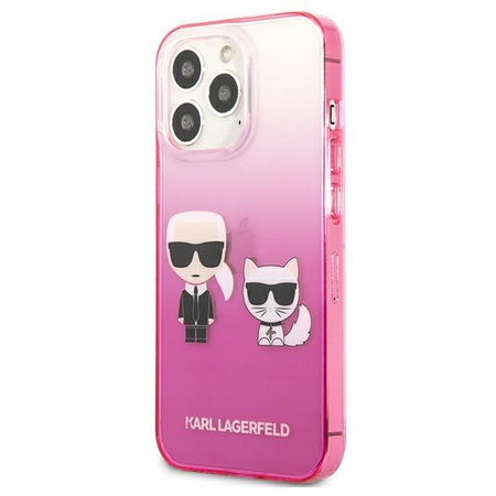 Karl Lagerfeld Gradient Ikonik Karl & Choupette - Coque iPhone 13 Pro (rose)
