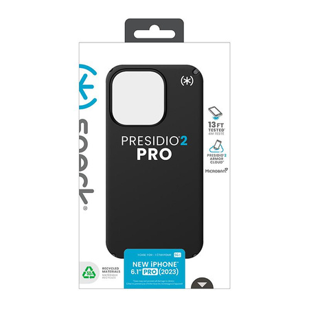 Speck Presidio2 Pro - Schutzhülle für iPhone 15 Pro (Schwarz / Schiefergrau / Weiß)