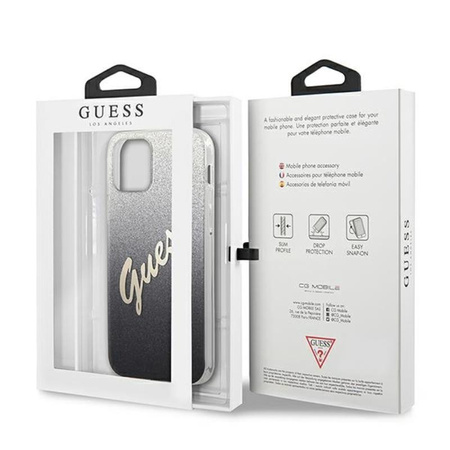 Guess Glitter Gradient Script - iPhone 12 mini Tasche (schwarz)