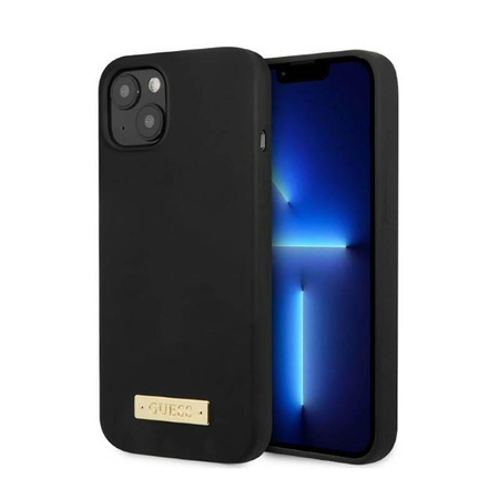 Guess Silicone Logo Plate MagSafe - Case for iPhone 13 Mini (Black)