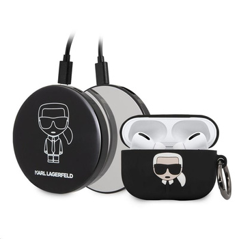 Karl Lagerfeld Bundle Ikonik - Etui pour Apple Airpods Pro + Power Bank avec miroir
