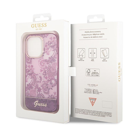 Guess Porzellan Kollektion - iPhone 14 Pro Tasche (fuchsia)