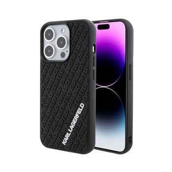 Karl Lagerfeld 3D Rubber Multi Logo - Coque iPhone 15 Pro (noir)