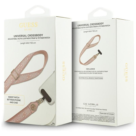 Guess Universal Crossbody Strap 4G Tether Patch Strass Metal Logo - Universal Phone Strap / Lanyard (Pink)