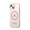 Guess Gold Outline Transluzentes MagSafe - Hülle für iPhone 13 (Pink)