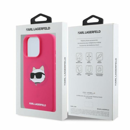 Karl Lagerfeld Silikon Choupette Kopf drucken MagSafe - iPhone 16 Pro Max Fall (fuchsia)