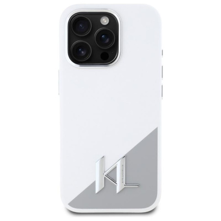 Karl Lagerfeld Silicone Shadow Metal Initial MagSafe - iPhone 16 Pro Max Case (white)