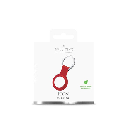 PURO ICON Case - Silikonový kroužek na klíče pro Apple AirTag (červený)