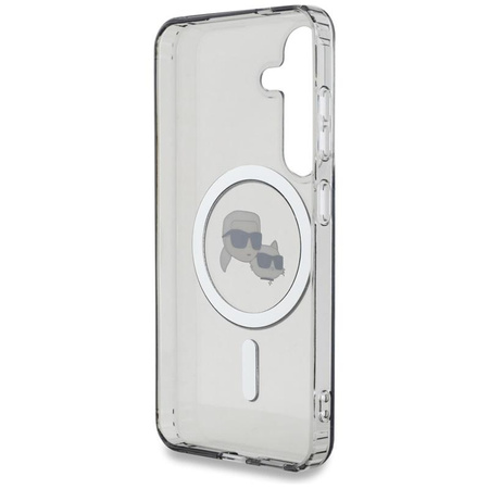 Karl Lagerfeld Button Karl & Choupette Heads Printed Logo MagSafe - Case for Samsung Galaxy S25+ (Black)