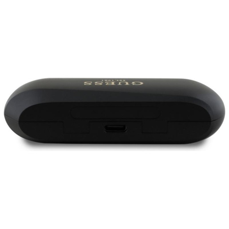Podlouhlé kovové tištěné logo Guess - sluchátka Bluetooth TWS + nabíjecí pouzdro (černé)