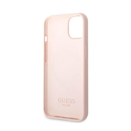 Guess GUHMP13SSBPLP iPhone 13 mini 5,4" różowy/pink hard case Silicone Logo Plate MagSafe