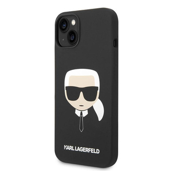 Karl Lagerfeld Silikon Ikonik Karl's Head MagSafe - Hülle für iPhone 14 Plus (Schwarz)