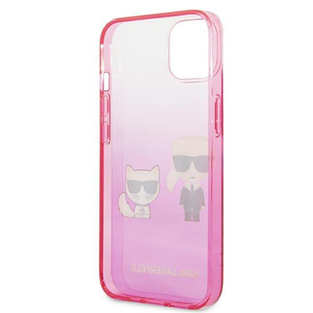 Karl Lagerfeld Gradient Ikonik Karl & Choupette - pouzdro pro iPhone 13 mini (Růžový)