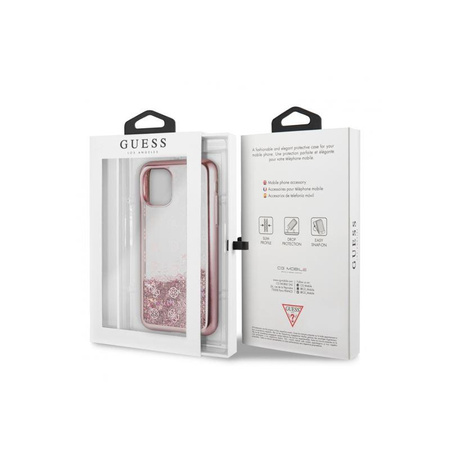 Guess 4G Peony Liquid Glitter - pouzdro pro iPhone 11 (růžové)