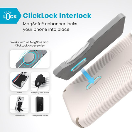 Speck Presidio2 Grip ClickLock e MagSafe - Custodia per iPhone 16 Pro Max (Osso sbiancato / Oro antico / Marrone nocciola)